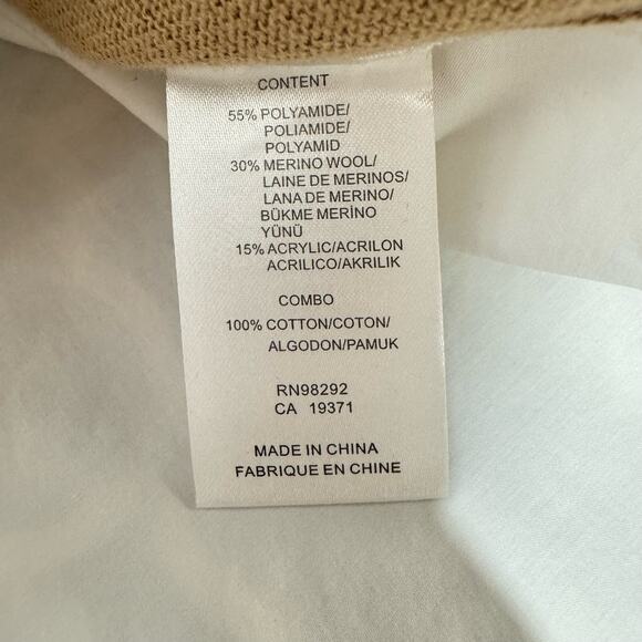 Tibi Merino Wool Sweater Shirt Combo V-neck Pullover Size XS Tan/ White - Picture 8 of 10